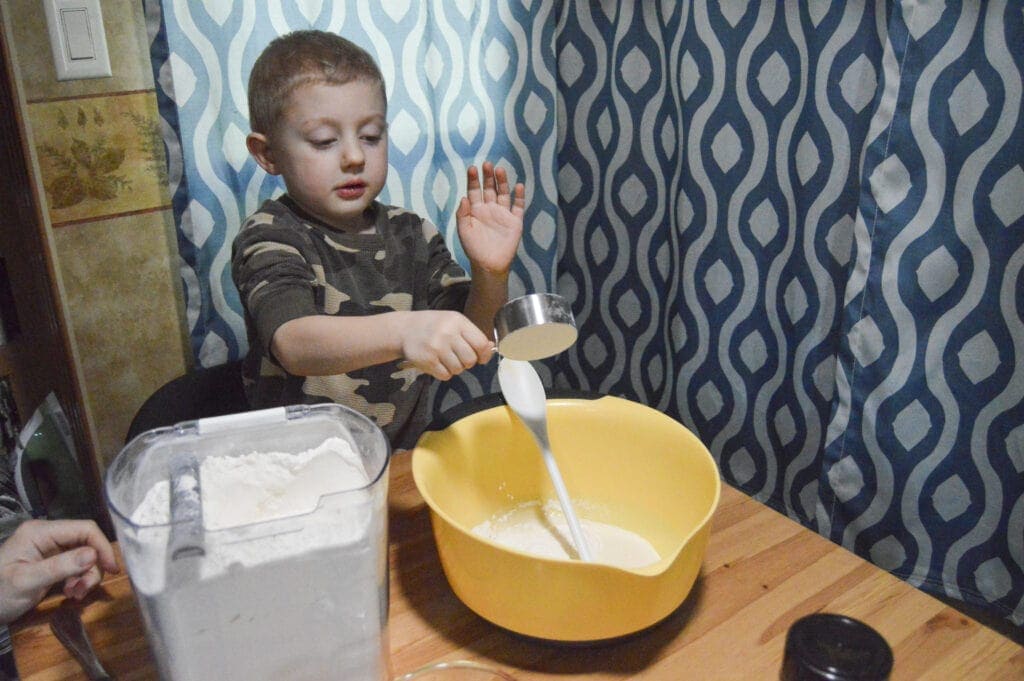 Skyler making sourdough bread