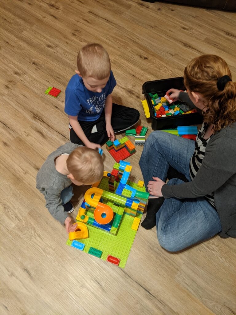 Skyler, Hunter & Ashley building Legos