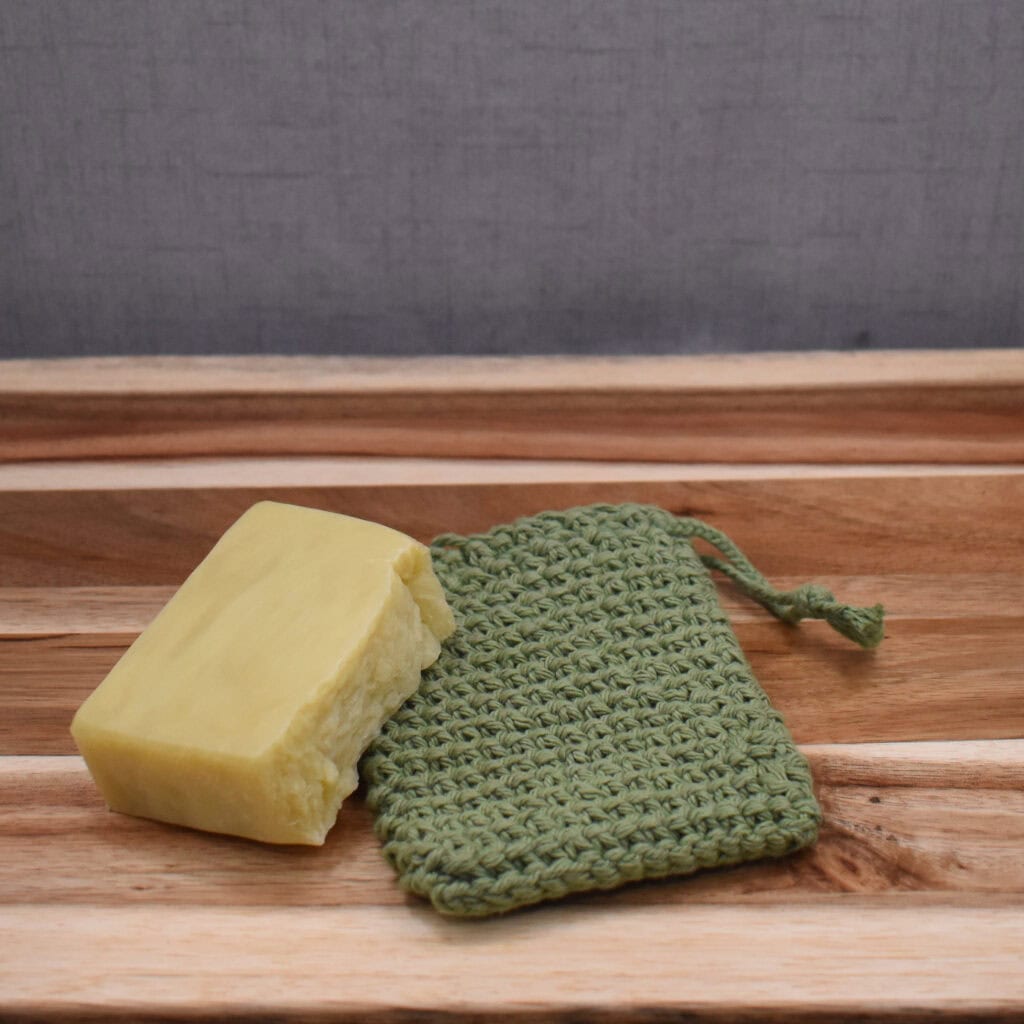 Soap Saver Bag - Green with soap