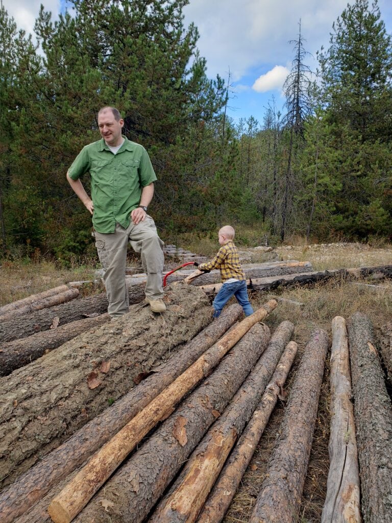 working as a family to prepare wood