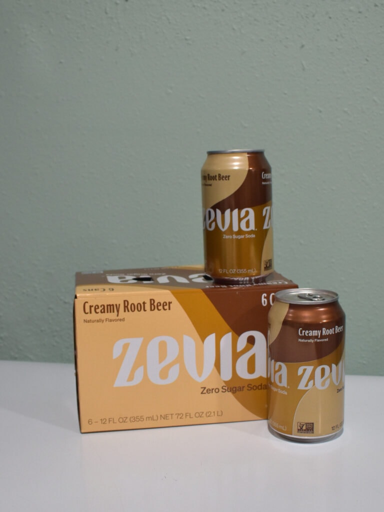 Cans of Zevia soda