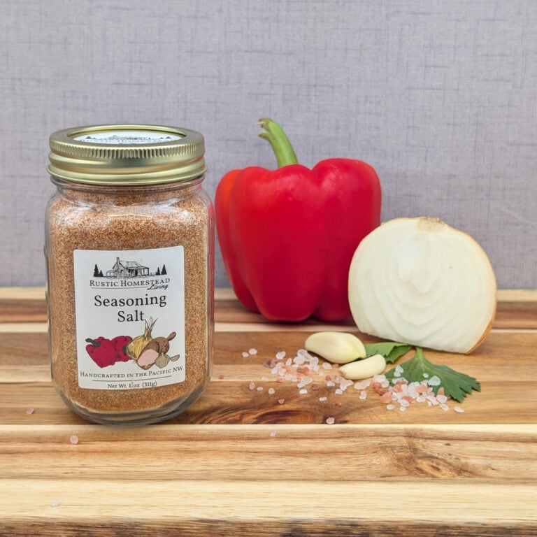 Seasoning Salt Mix in pint jar with ingredients