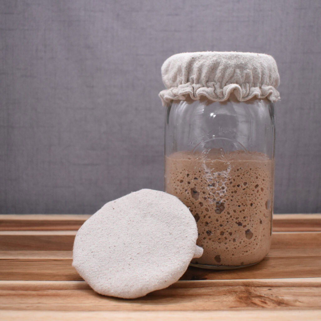 Sourdough Starter Fabric Jar Cover - With Starter Jar