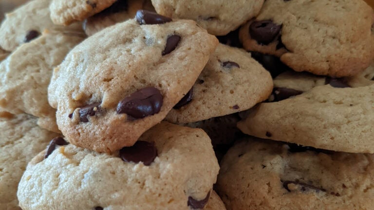 Pile of chocolate chip cookies